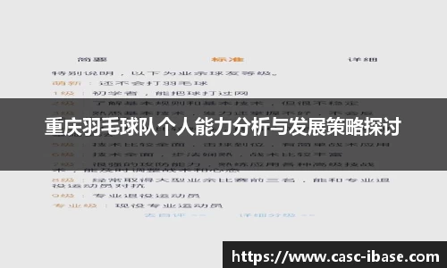 重庆羽毛球队个人能力分析与发展策略探讨
