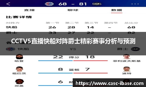 CCTV5直播快船对阵爵士精彩赛事分析与预测
